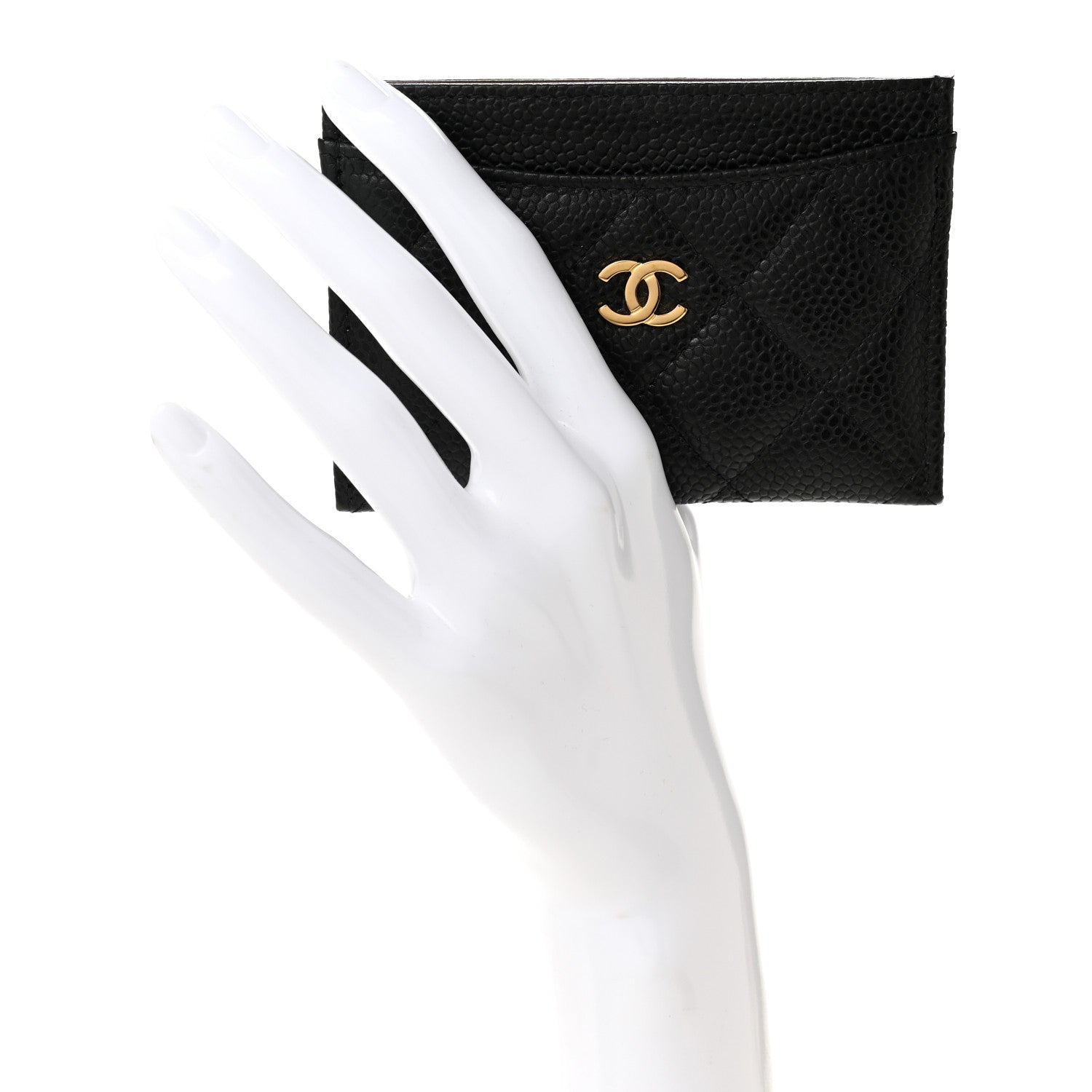 Caviar Quilted Card Holder Black