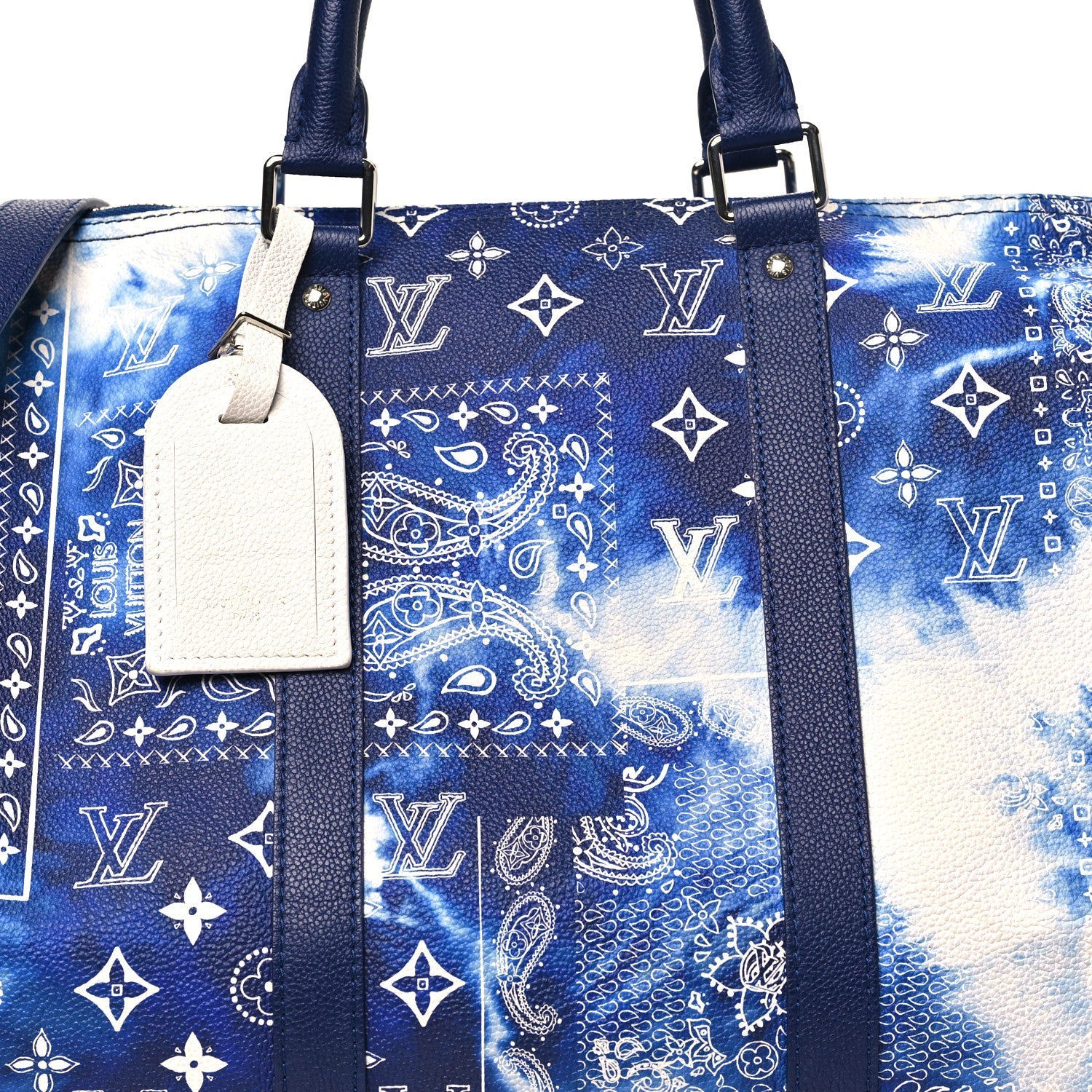Louis Vuitton Cowhide Monogram Bandana Keepall Bandouliere 50 Blue