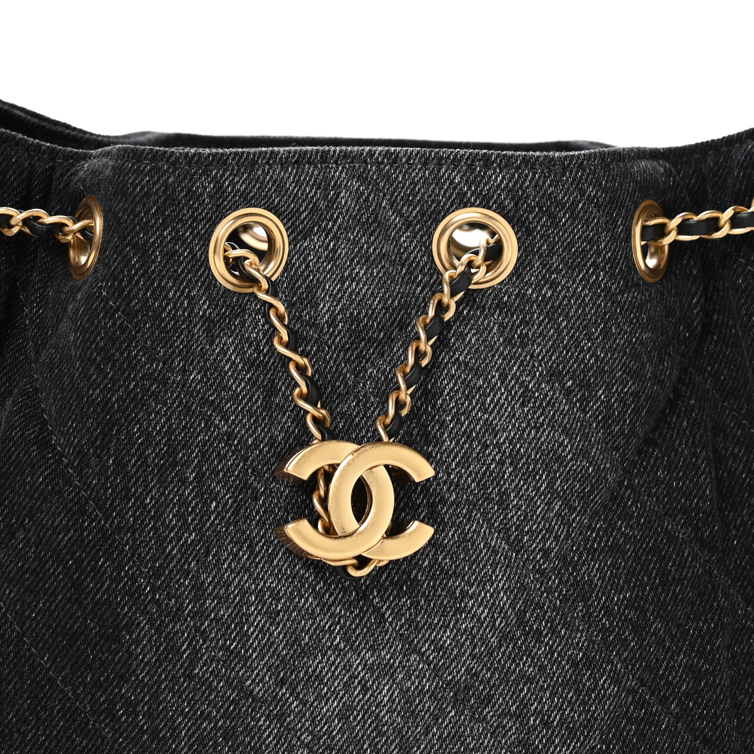 Chanel Washed Denim Quilted Mini Chanel 25 Handbag Black