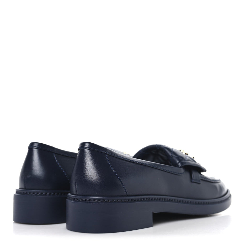 Lambskin Quilted CC Turnlock Loafers 38 Navy