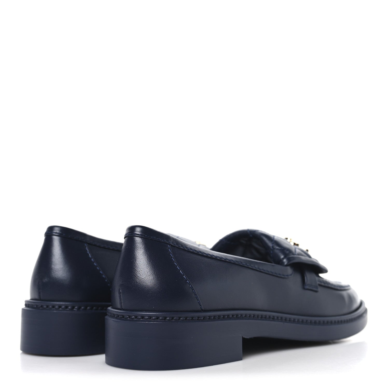 Lambskin Quilted CC Turnlock Loafers 38 Navy