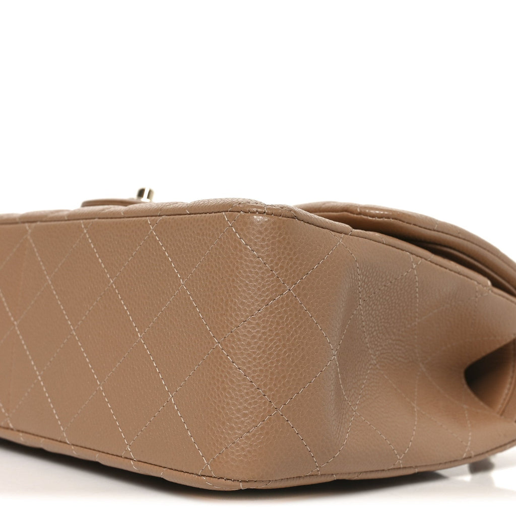Chanel Caviar Quilted Jumbo Double Flap Beige