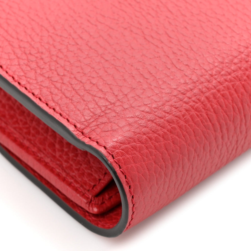Gucci Dollar Calfskin Interlocking G Chain Wallet Red