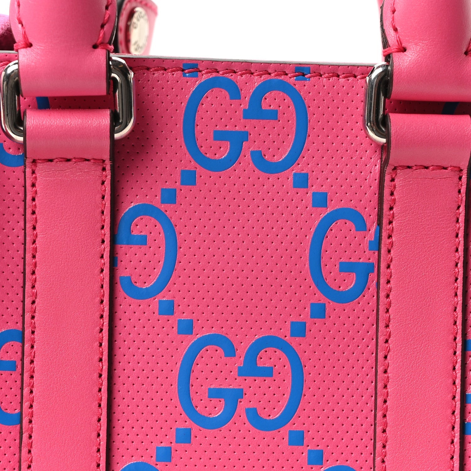 Gucci Calfskin GG Tennis Embossed Mini Tote Bag Modern Fuchsia Modern Blue