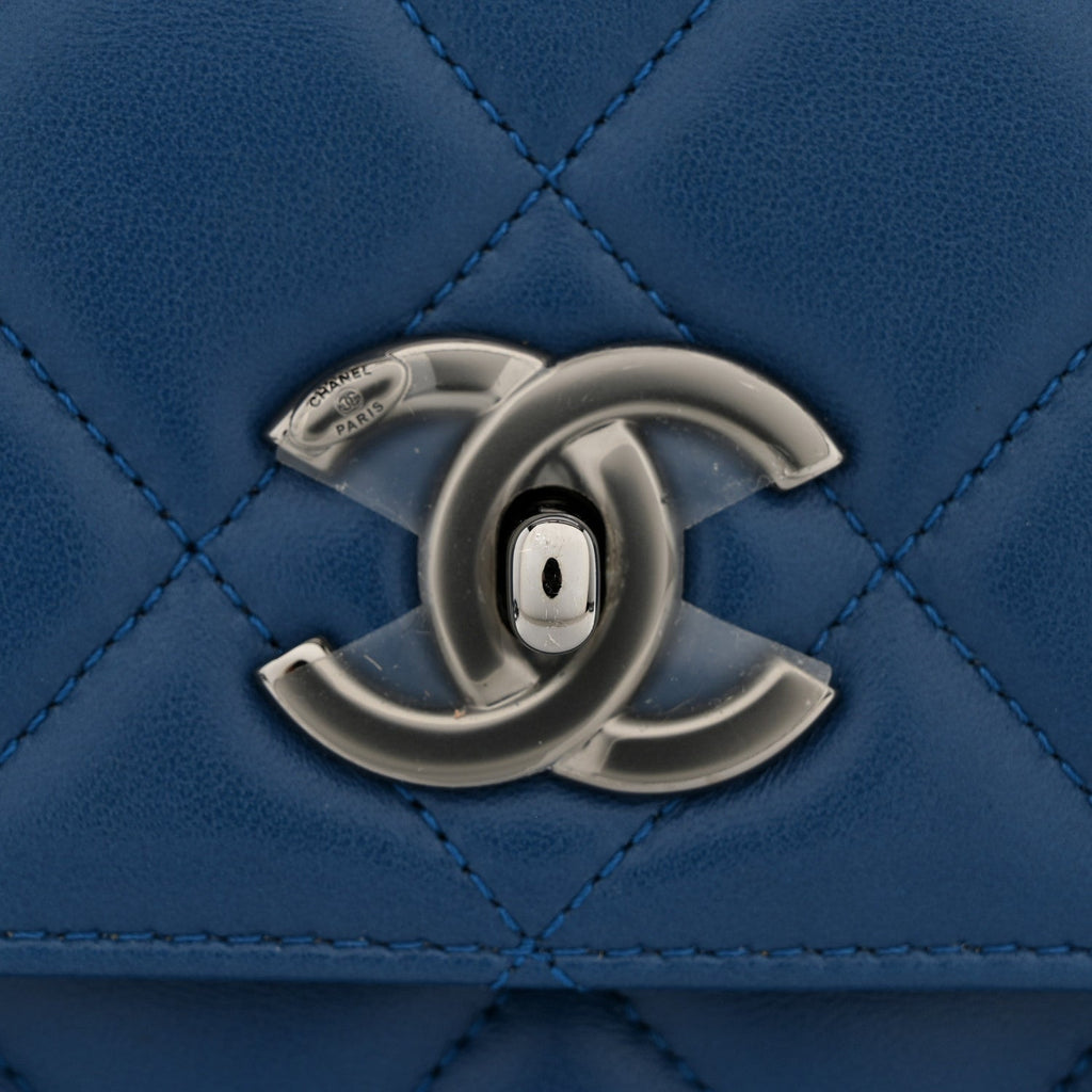 Chanel Lambskin Quilted Small Trendy CC Flap Dual Handle Bag Blue