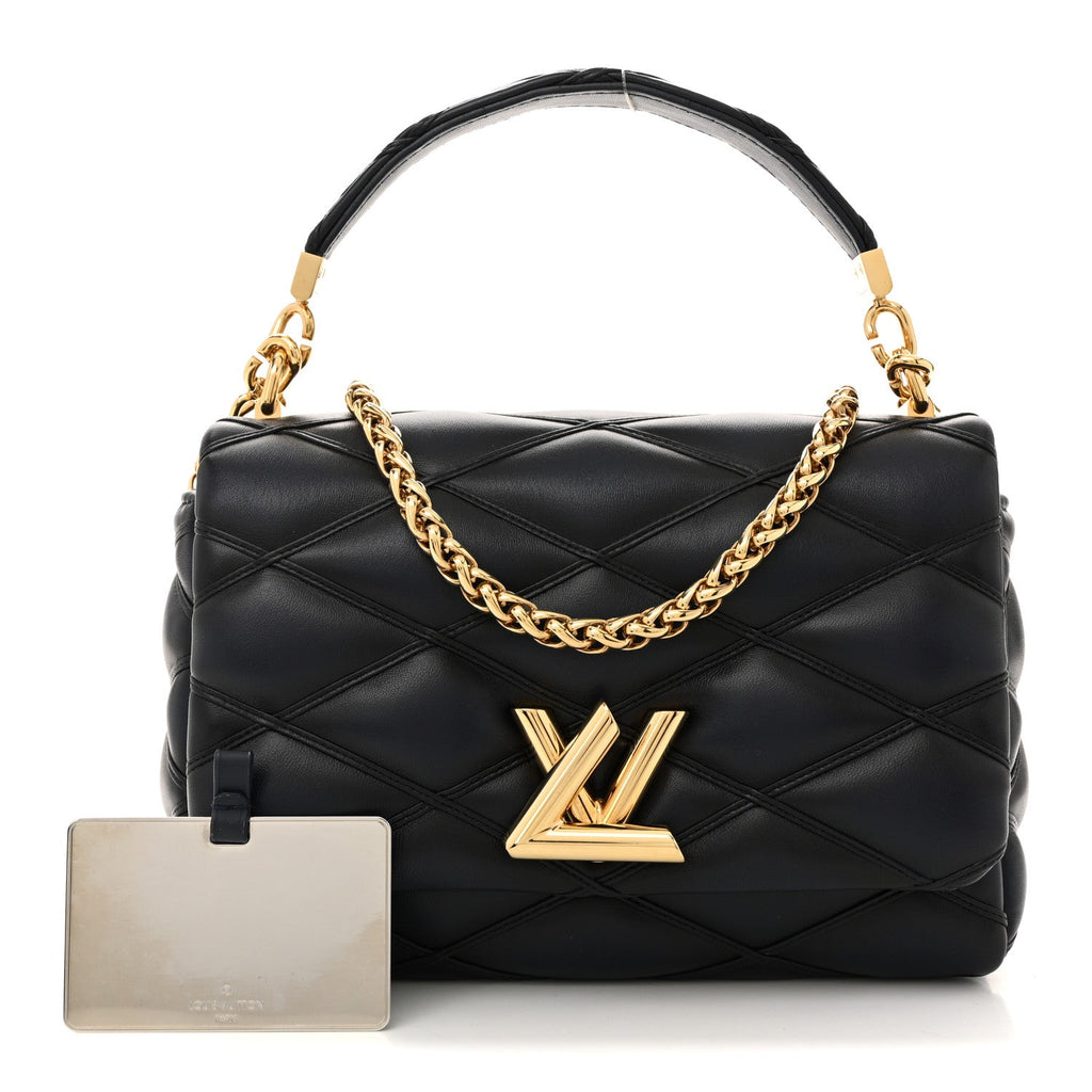 Louis Vuitton Lambskin Malletage Top Handle GO-14 MM Bleu Marine