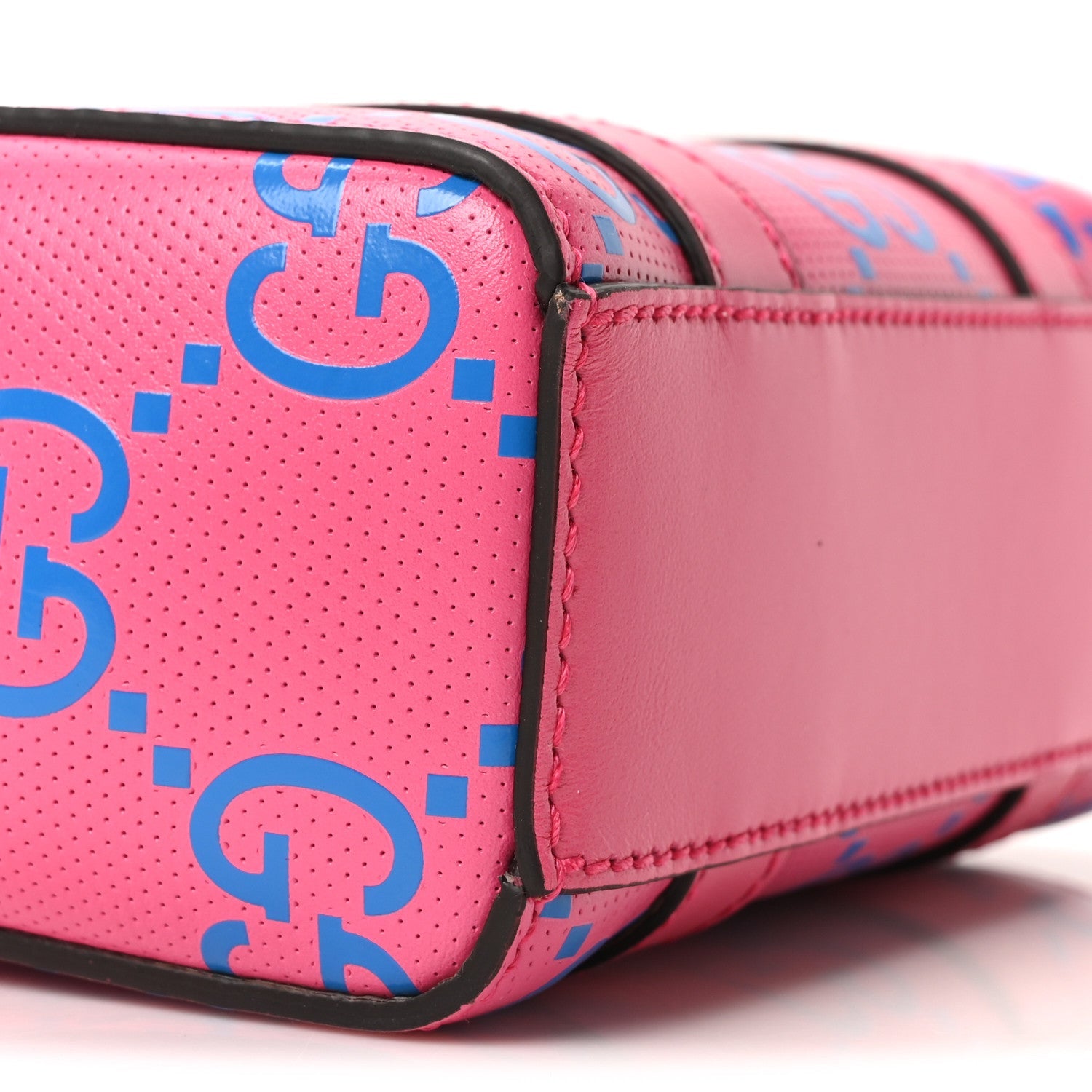 Gucci Calfskin GG Tennis Embossed Mini Tote Bag Modern Fuchsia Modern Blue