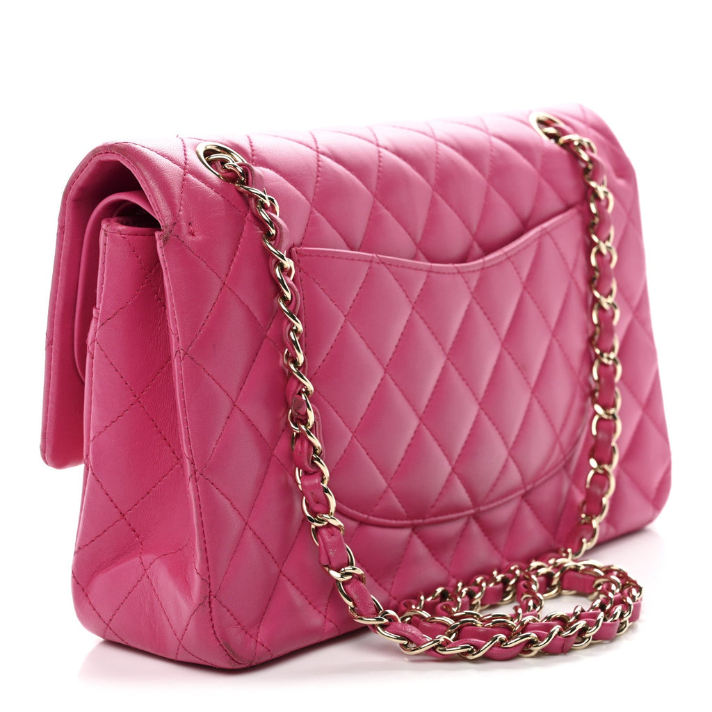 Chanel Lambskin Quilted Medium Double Flap Pink
