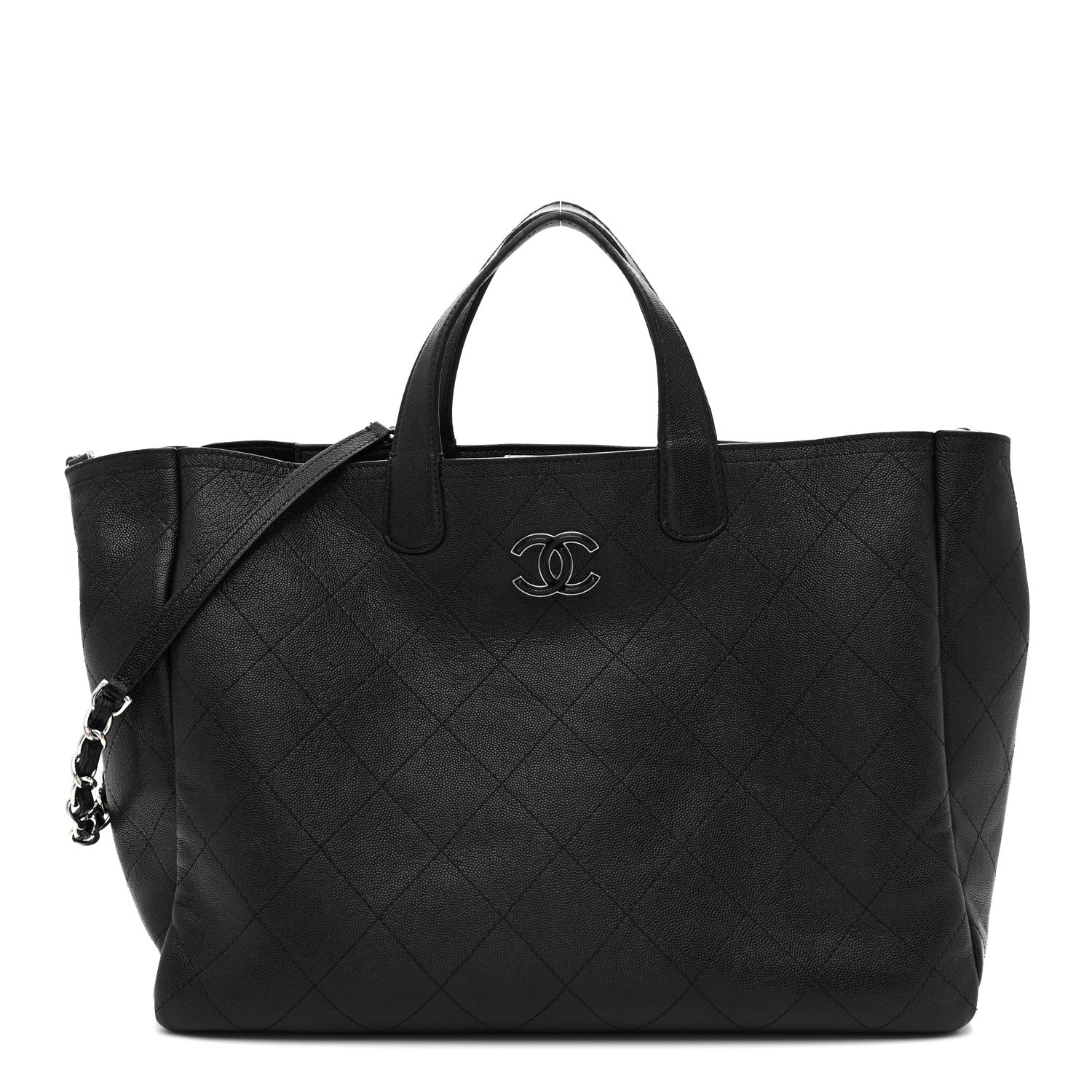 Chanel Caviar Stitched Large Lady Coco Shopping Tote Black