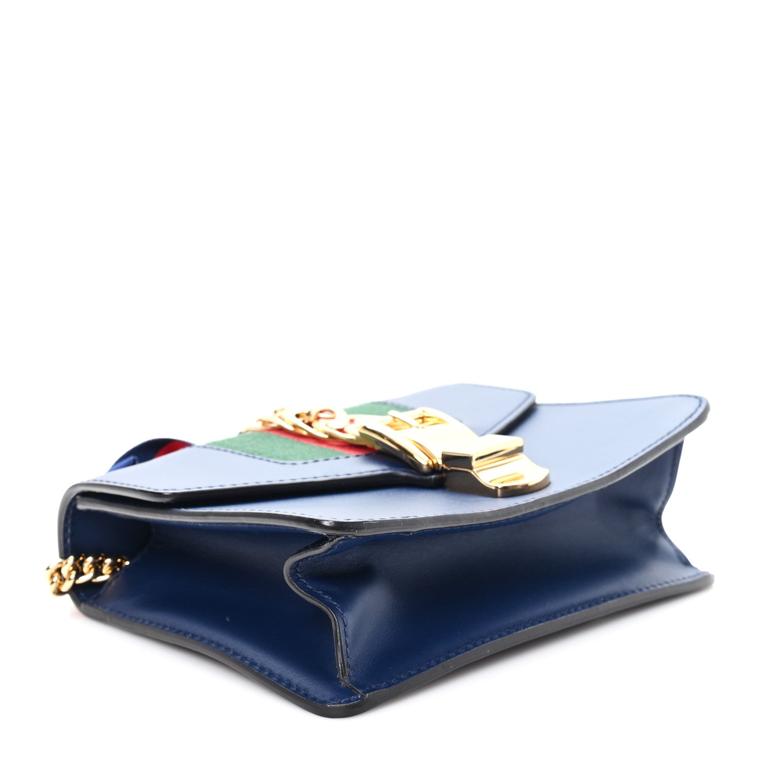Gucci Calfskin Mini Sylvie Chain Shoulder Bag Blue Agata
