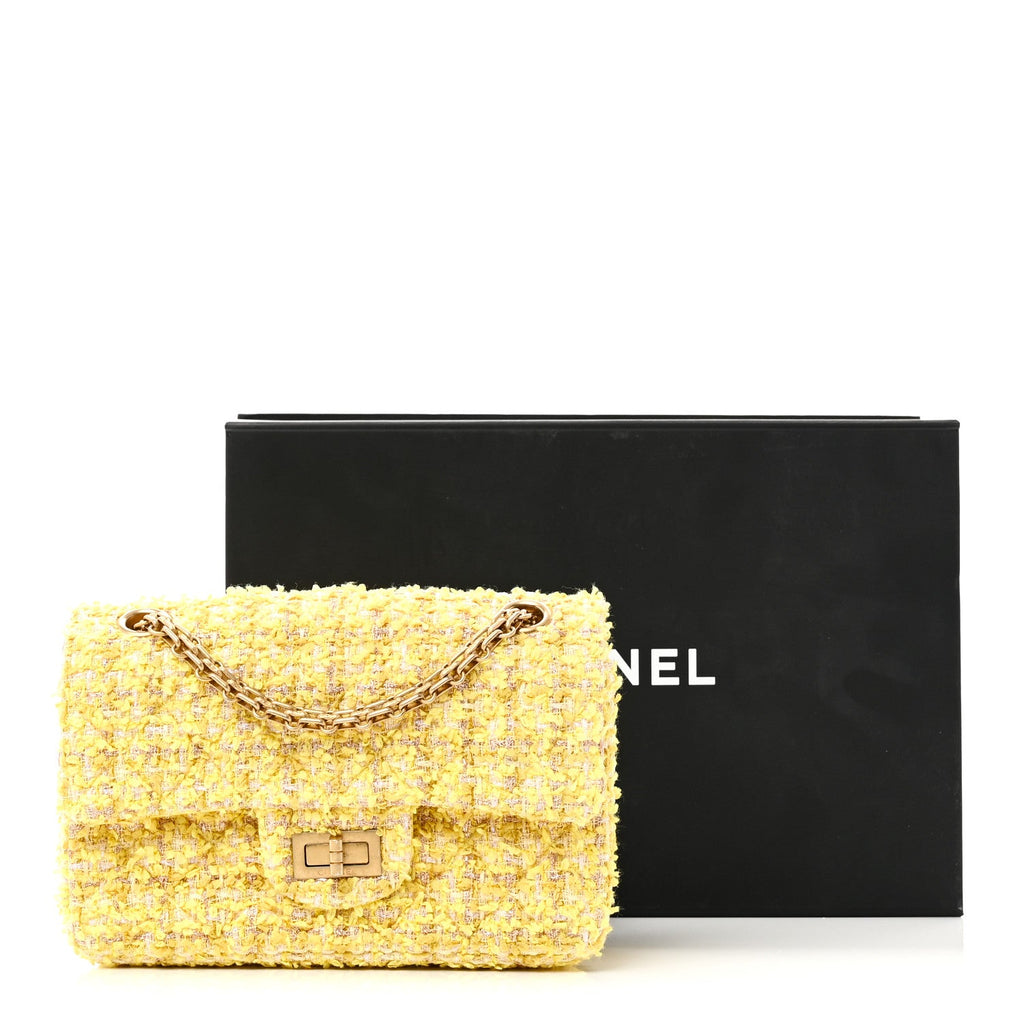 Chanel Tweed Quilted 2.55 Reissue Mini Flap Yellow