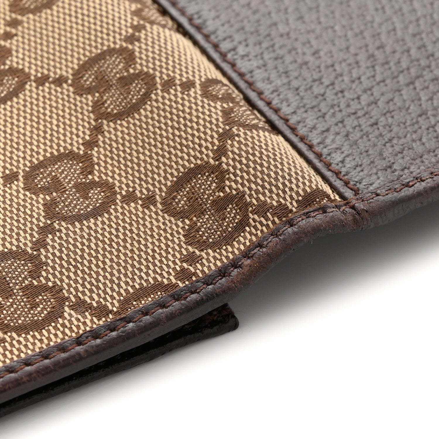 Gucci Monogram Calfskin Ladies Web Continental Wallet Beige Ebony Cocoa