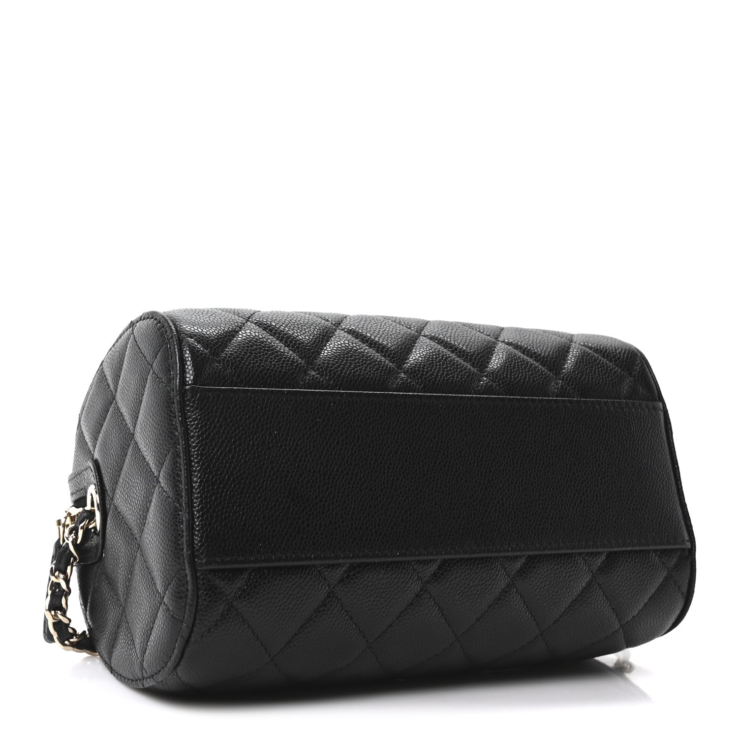 Chanel Caviar Quilted Barrel Purse With Chain  Black