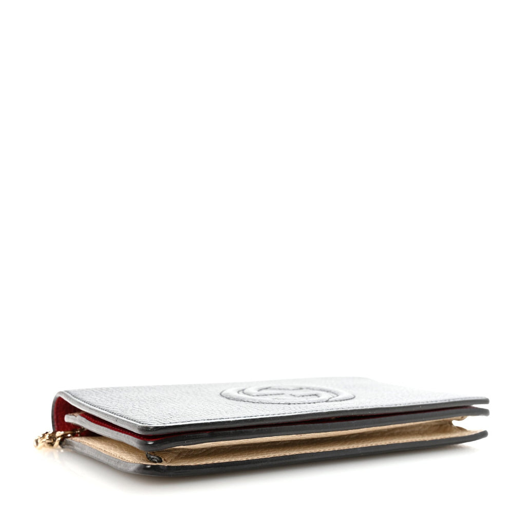 Gucci Dollar Calfskin Soho Wallet On Chain Blue Hibiscus Red Mystic White