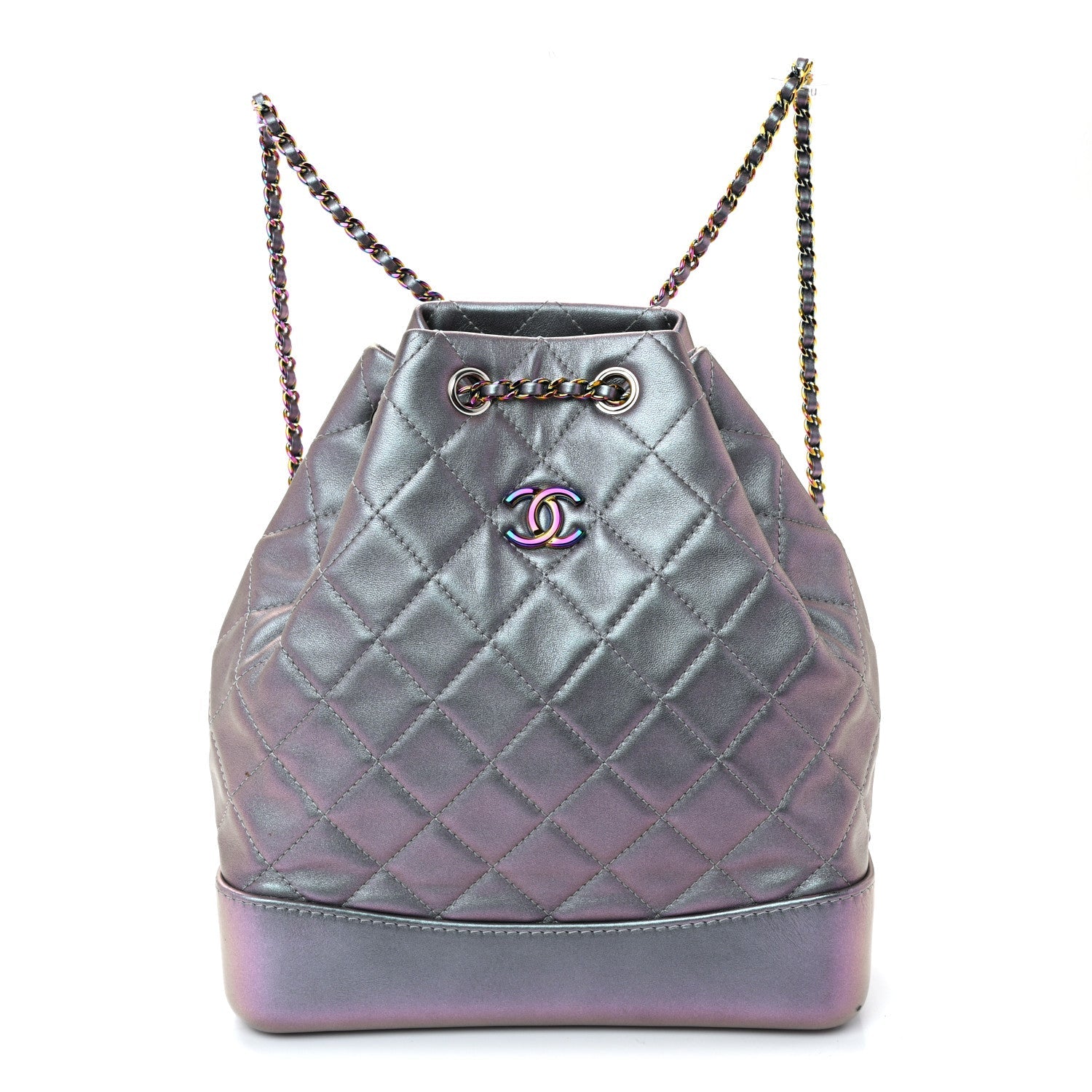 Chanel Iridescent Aged Calfskin Quilted Gabrielle Backpack Light Purple