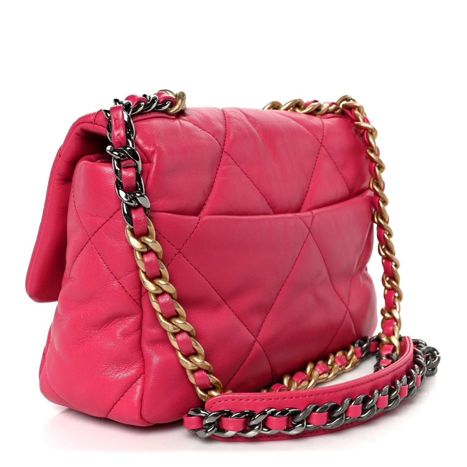 Chanel Lambskin Quilted Medium Chanel 19 Flap Dark Pink