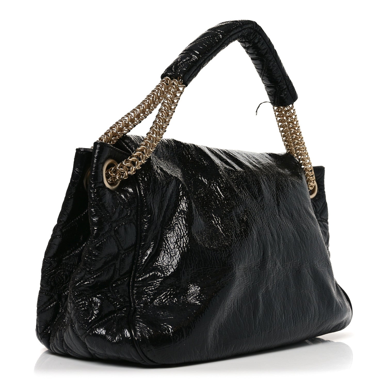 Chanel Vinyl Rodeo Accordion Flap Bag Black