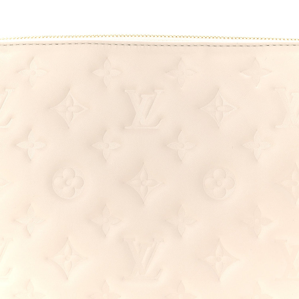 Louis Vuitton Lambskin Embossed Monogram Coussin PM Beige Cream