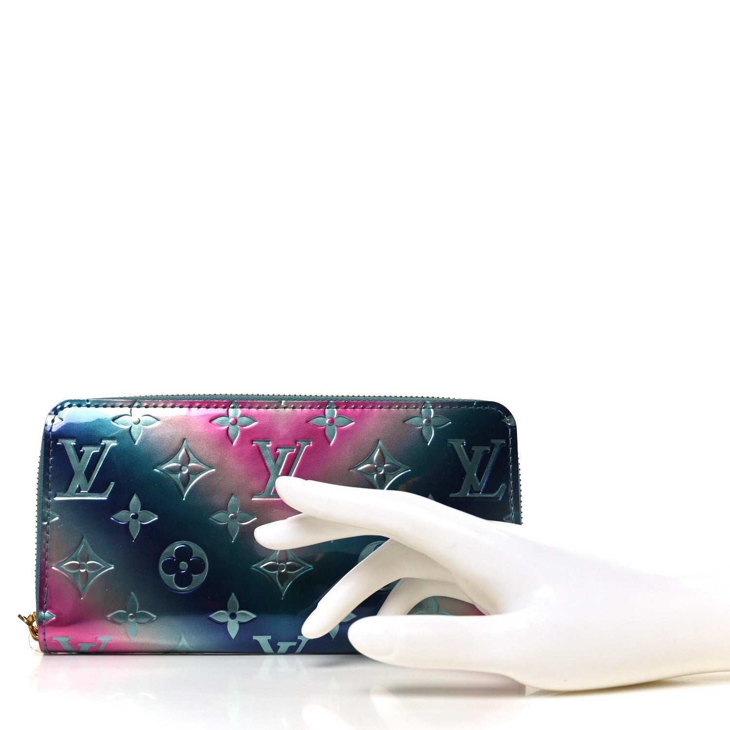 Louis Vuitton Metallic Vernis Degrade Zippy Wallet Blue Pink