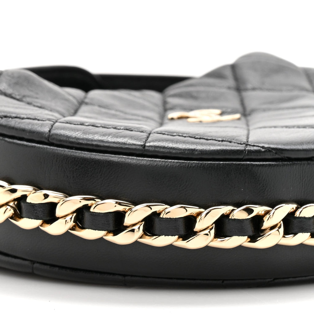 Chanel Lambskin Quilted Chain Around Pouch Black