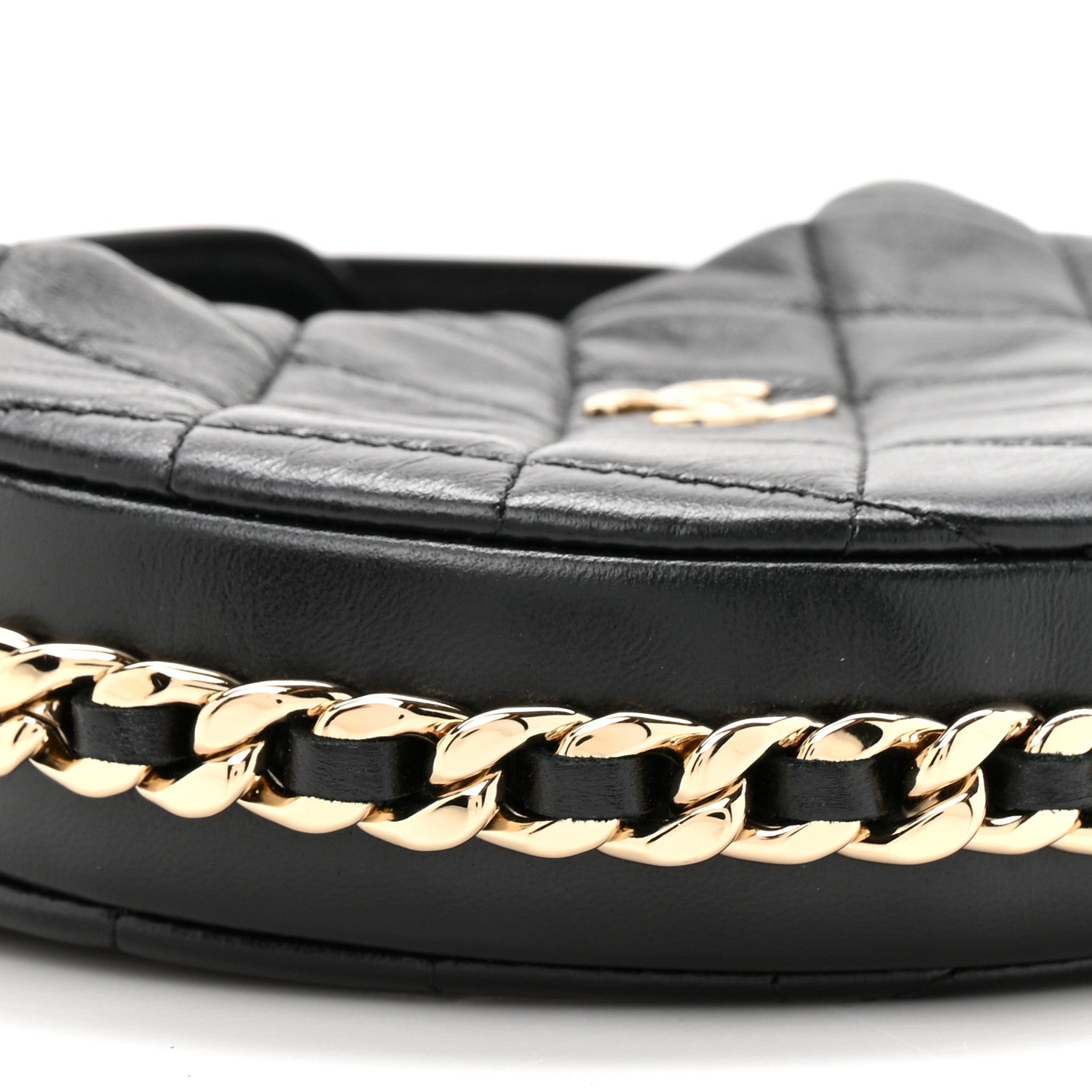 Chanel Lambskin Quilted Chain Around Pouch Black