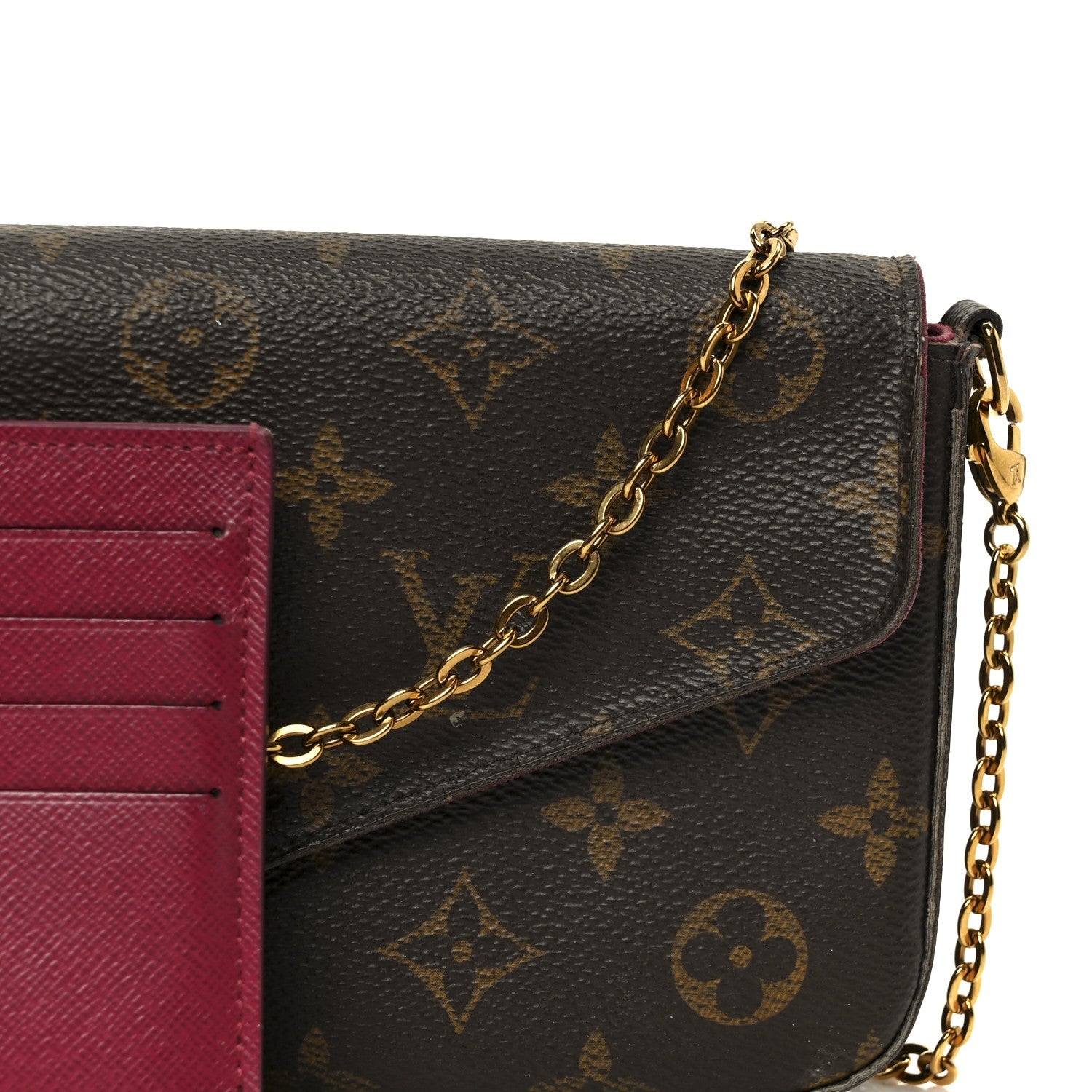 Louis Vuitton Monogram Pochette Felicie Chain Wallet Fuchsia