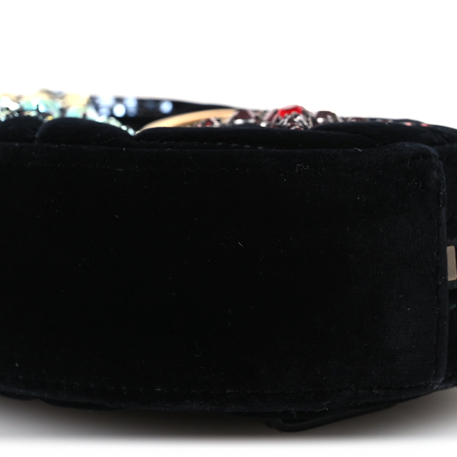 Gucci Velvet Matelasse Crystal Star GG Marmont Belt Bag 75 30 Black