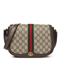 Gucci GG Supreme Monogram Web Small Ophidia Flap Messenger Bag Brown