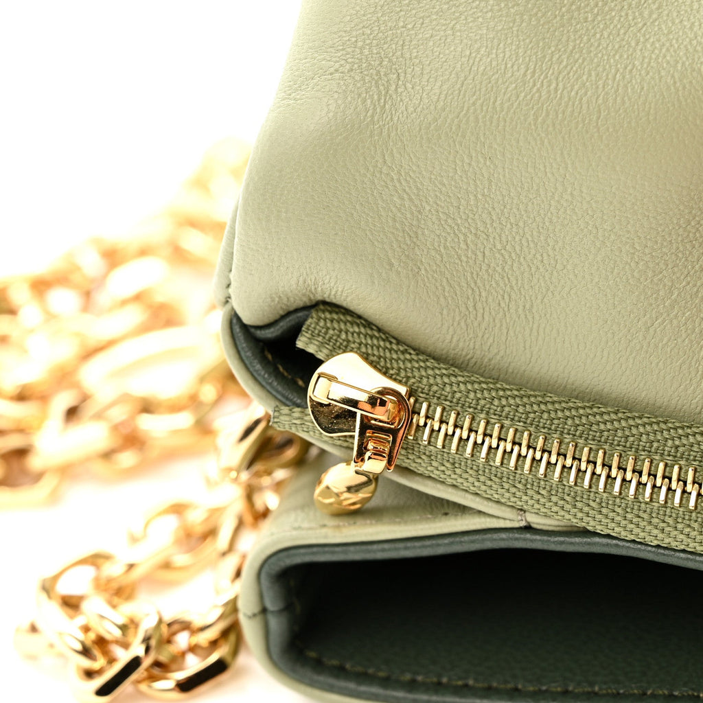 Louis Vuitton Lambskin Embossed Monogram Pochette Coussin Green