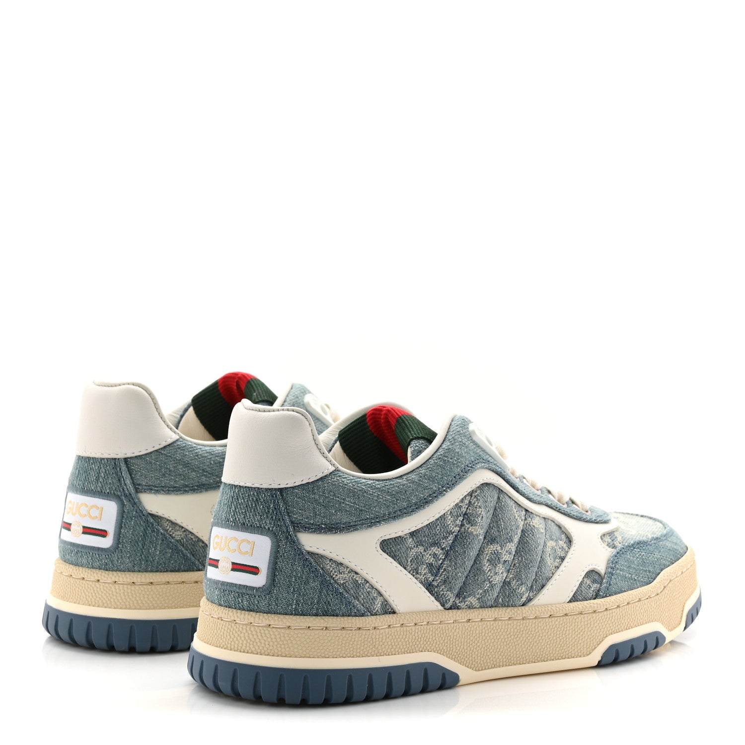 Gucci Denim GG Monogram Womens Re-Web Sneakers 35 Light Blue