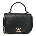 Chanel Calfskin Stitched Small Ring My Bag Flap Crossbody Bag Black