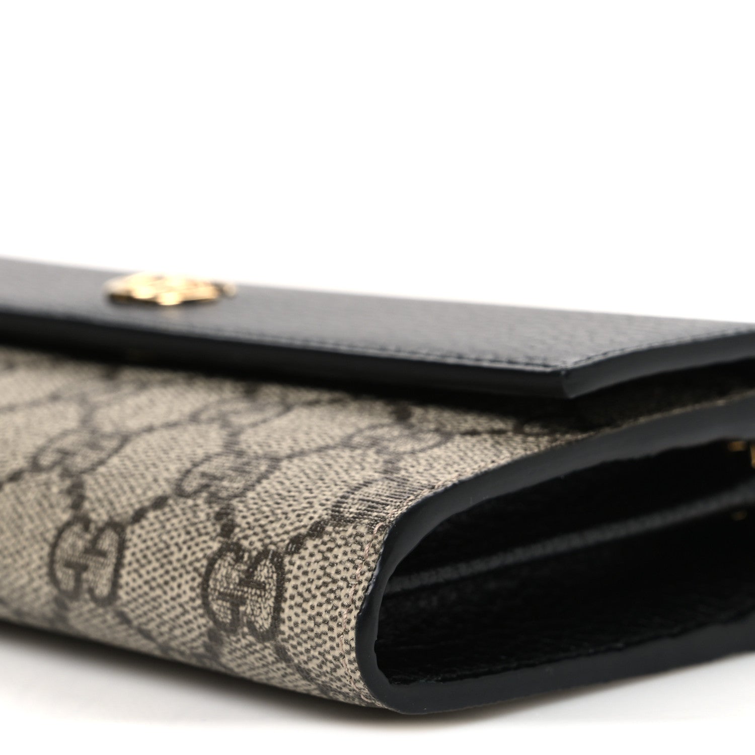 Gucci Dollar Calfskin GG Supreme Monogram Petite GG Marmont Wallet Chain Bag Black Beige Ebony