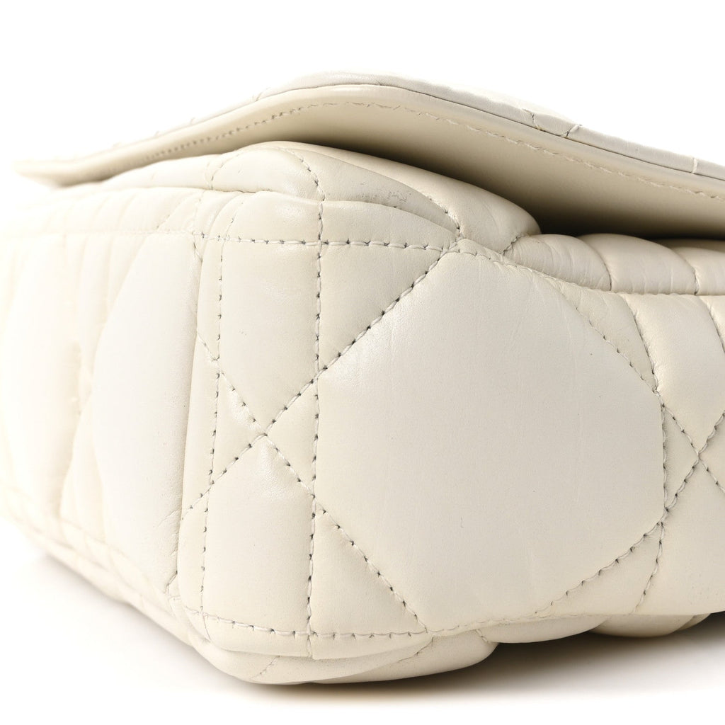 Christian Dior Calfskin Macrocannage Small Caro Bag White