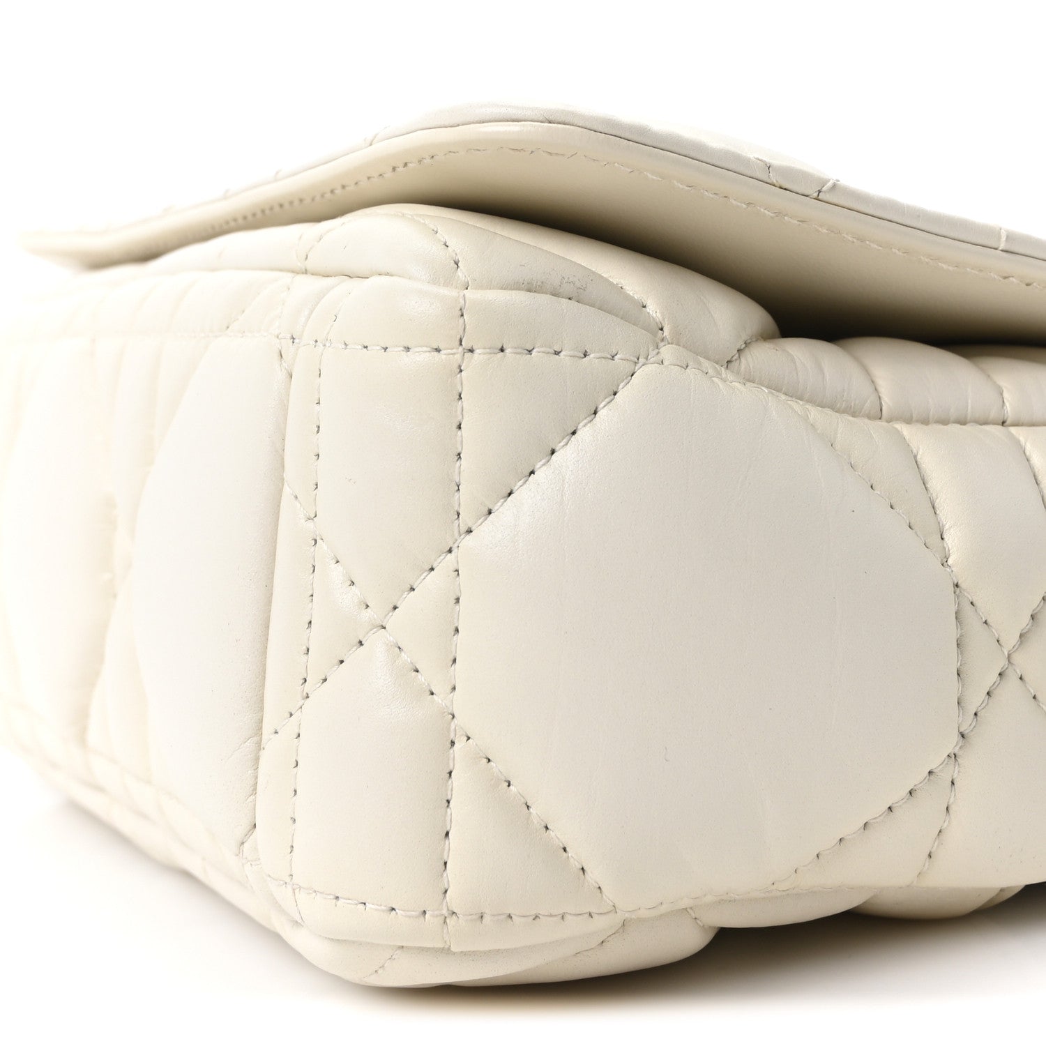 Christian Dior Calfskin Macrocannage Small Caro Bag White