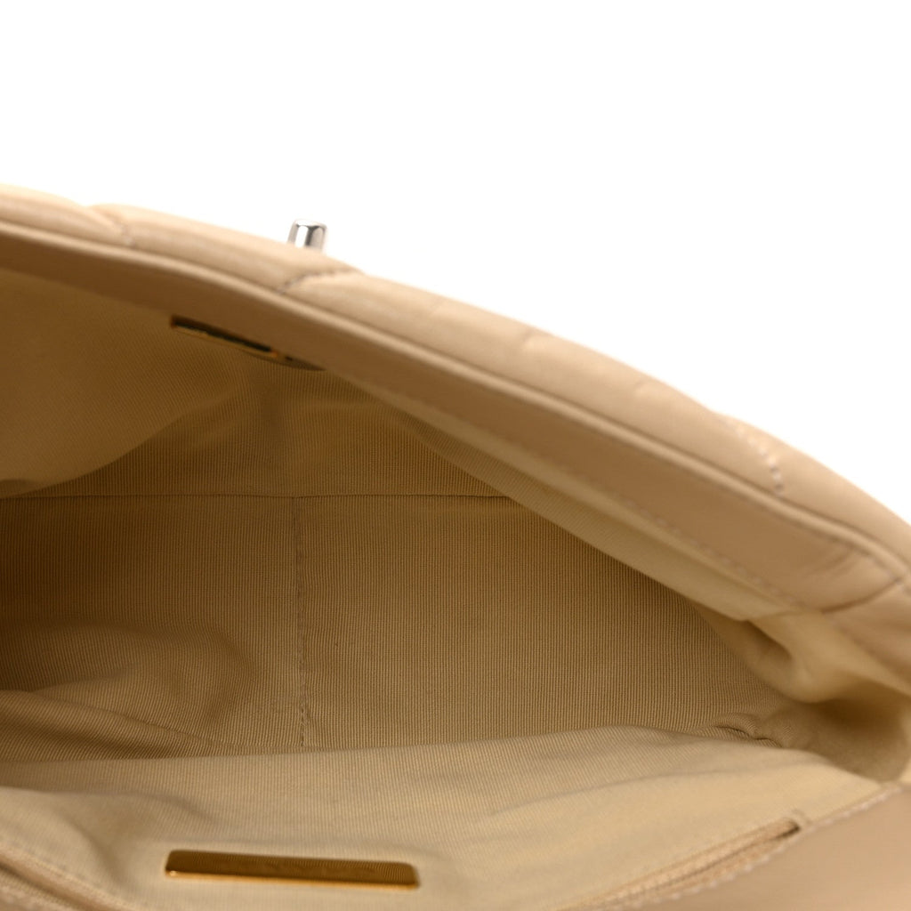 Chanel Lambskin Quilted Medium Chanel 19 Flap Beige