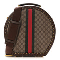 Gucci GG Supreme Monogram Textured Dollar Calfskin Web Savoy Hat Box Beige Ebony New Acero
