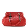 Chanel Caviar Quilted Frame CC Shopping Tote Red