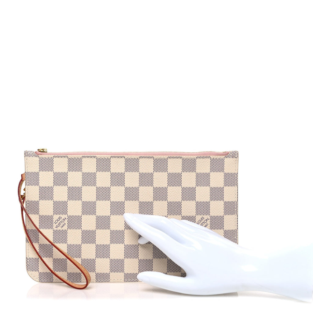 Louis Vuitton Damier Azur Neverfull MM GM Pochette Rose Ballerine