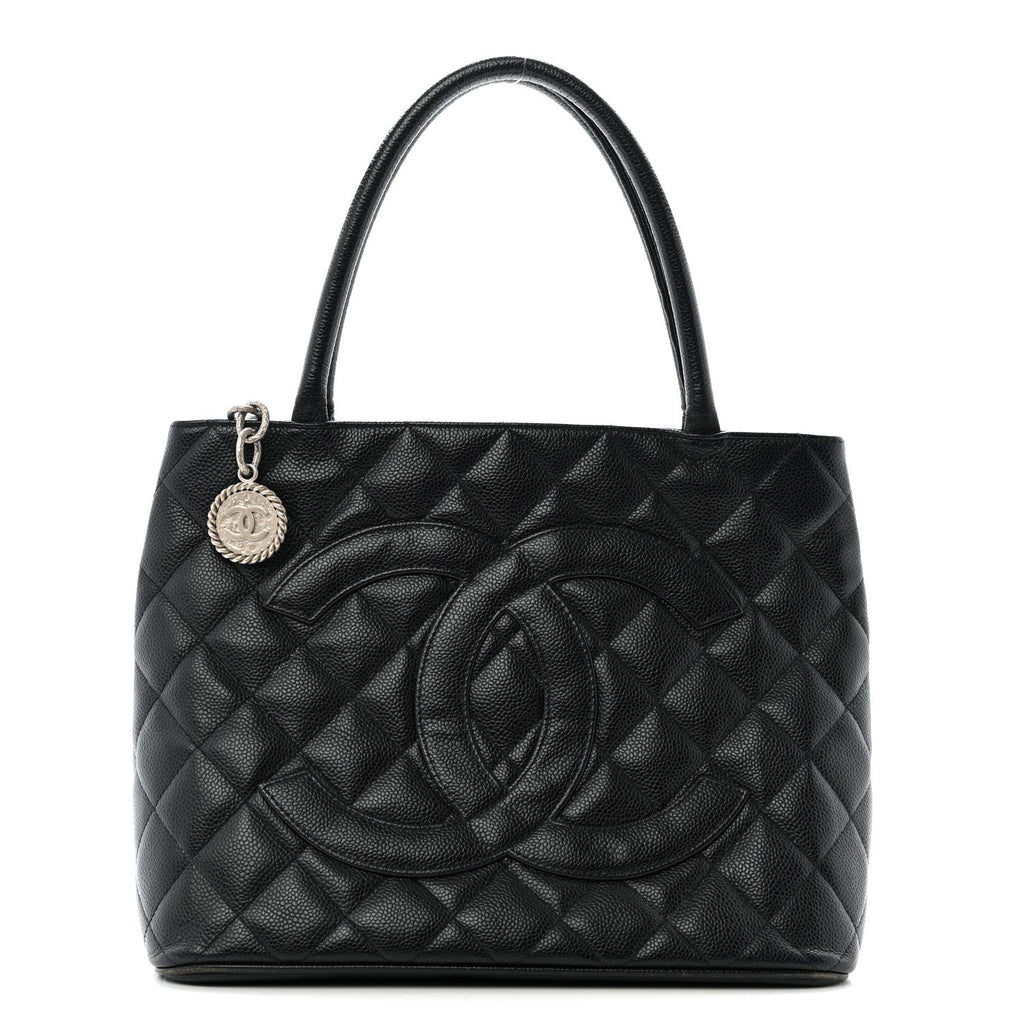 Chanel Caviar Quilted Medallion Tote Navy