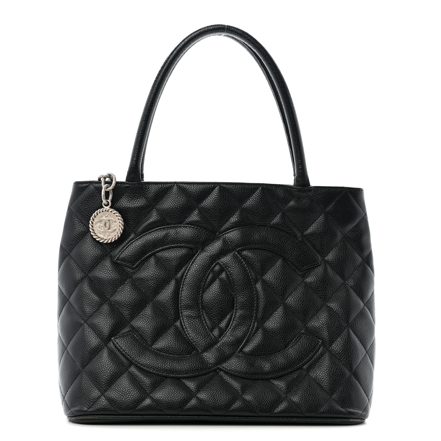 Chanel Caviar Quilted Medallion Tote Navy