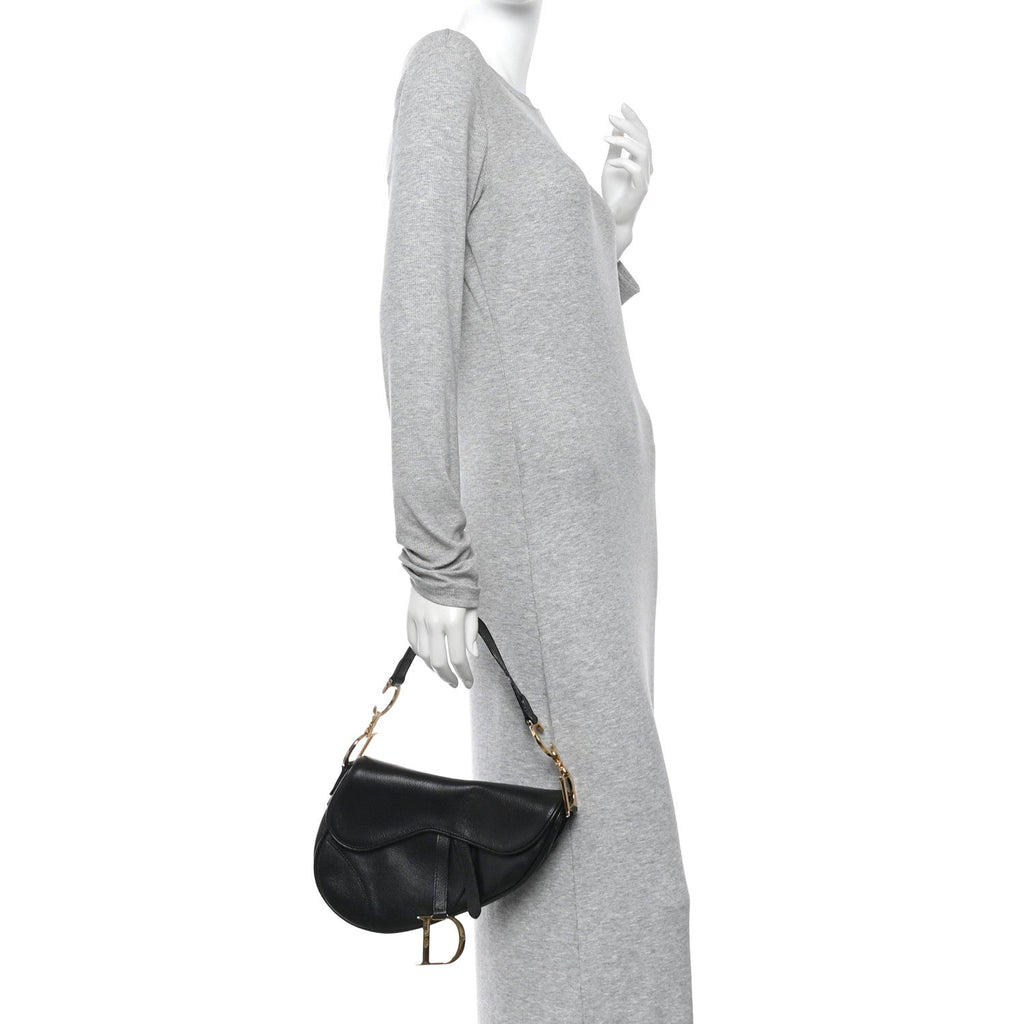 Christian Dior Shiny Goatskin  Saddle Bag Black