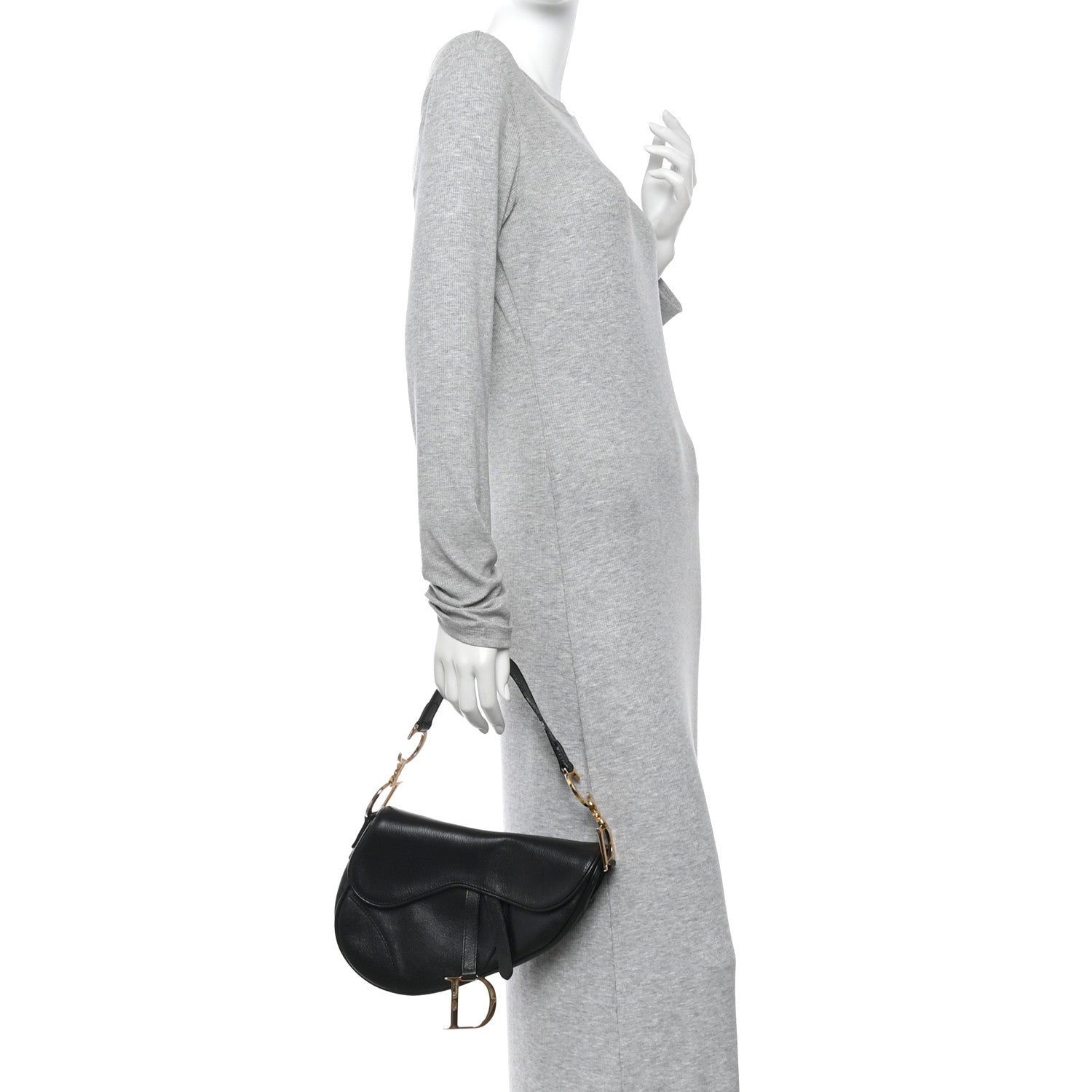 Christian Dior Shiny Goatskin  Saddle Bag Black