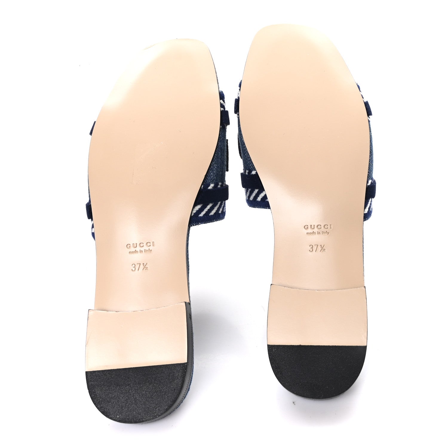 Gucci Plain Spain Denim Logo Slide Sandals 37.5 Light Blue