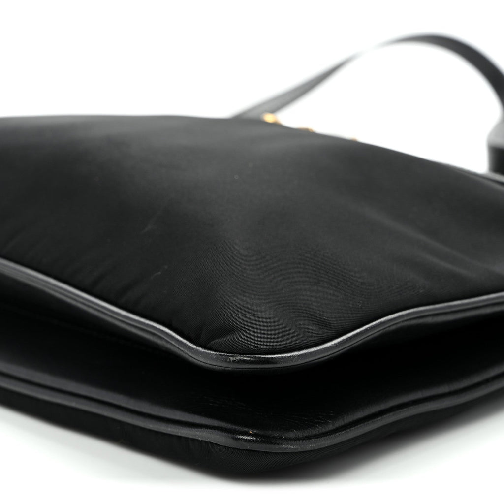 Prada Tessuto Nylon Soft Calf Double Zip Crossbody Bag Black