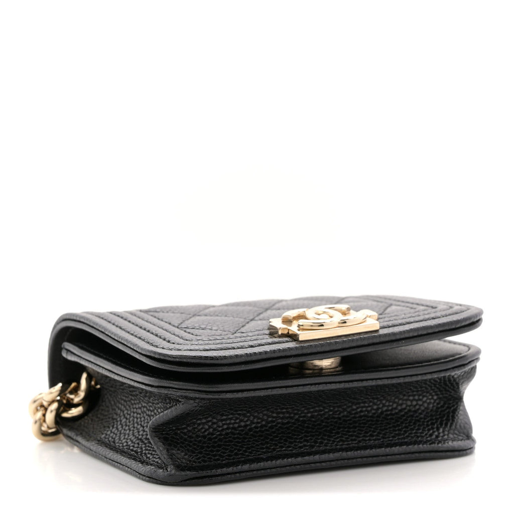 Chanel Caviar Quilted Boy Flap Waist Belt Bag Black
