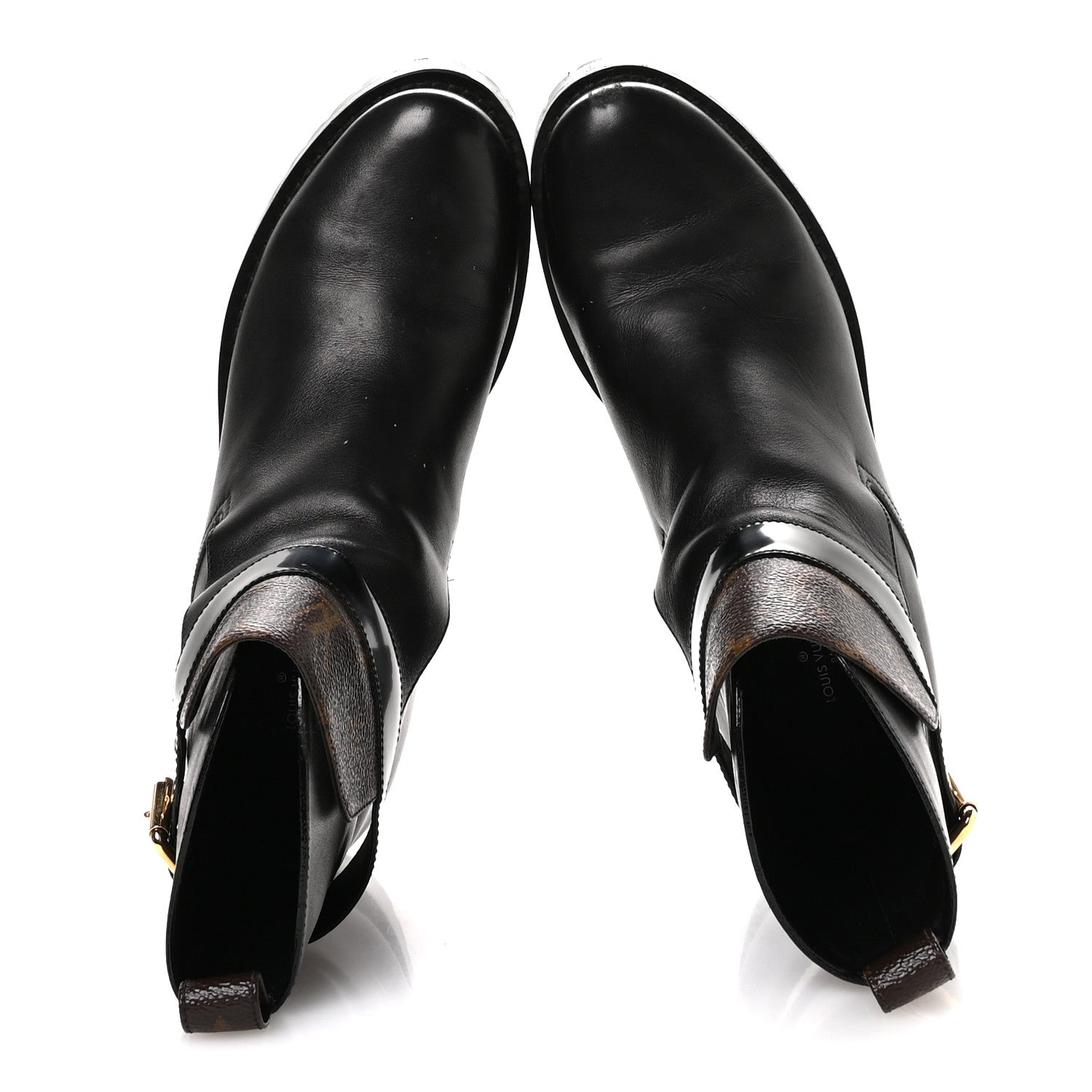 Louis Vuitton Calfskin Monogram Discovery Flat Ankle Boots 38 Black