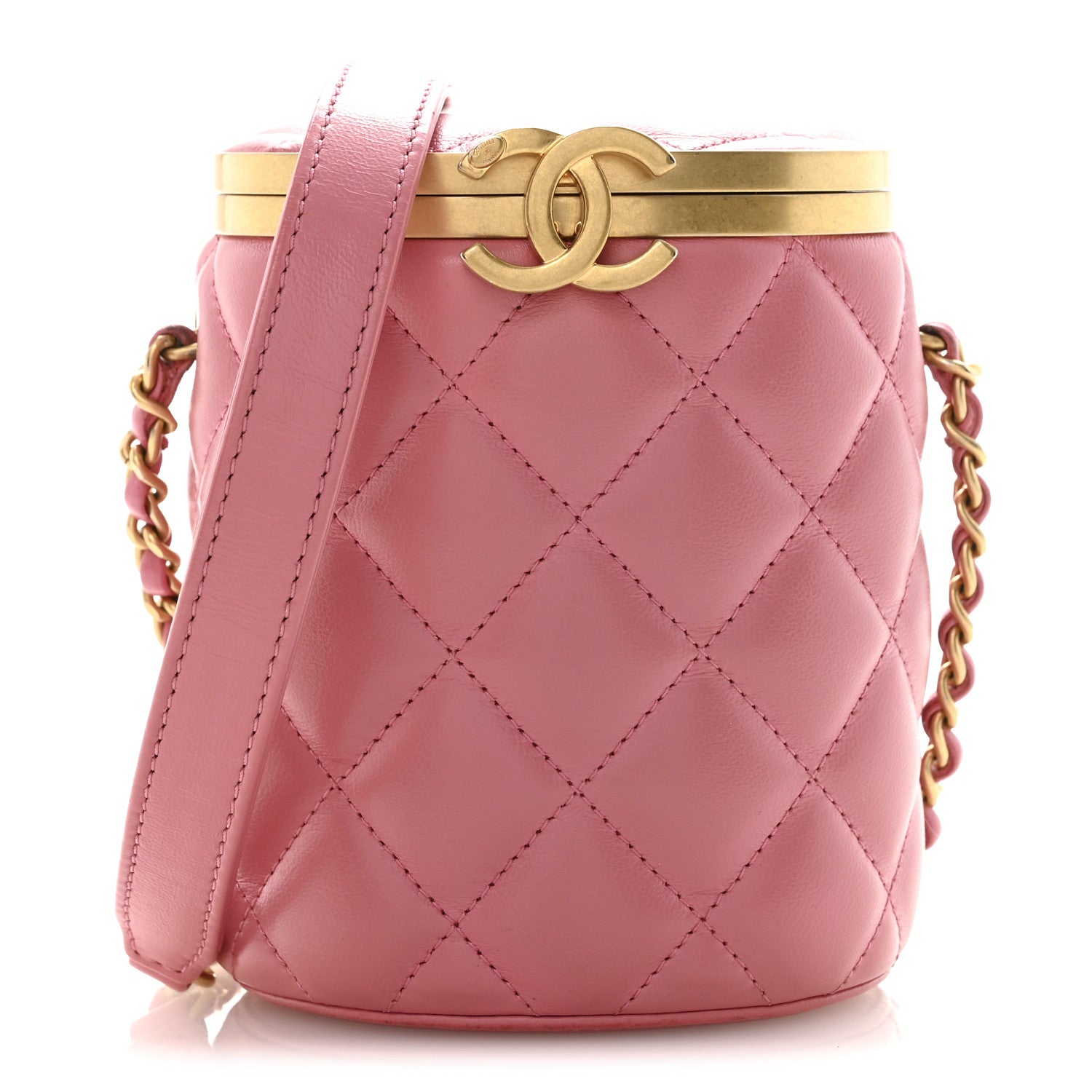 Chanel Lambskin Quilted Mini Crown Box Bag Pink