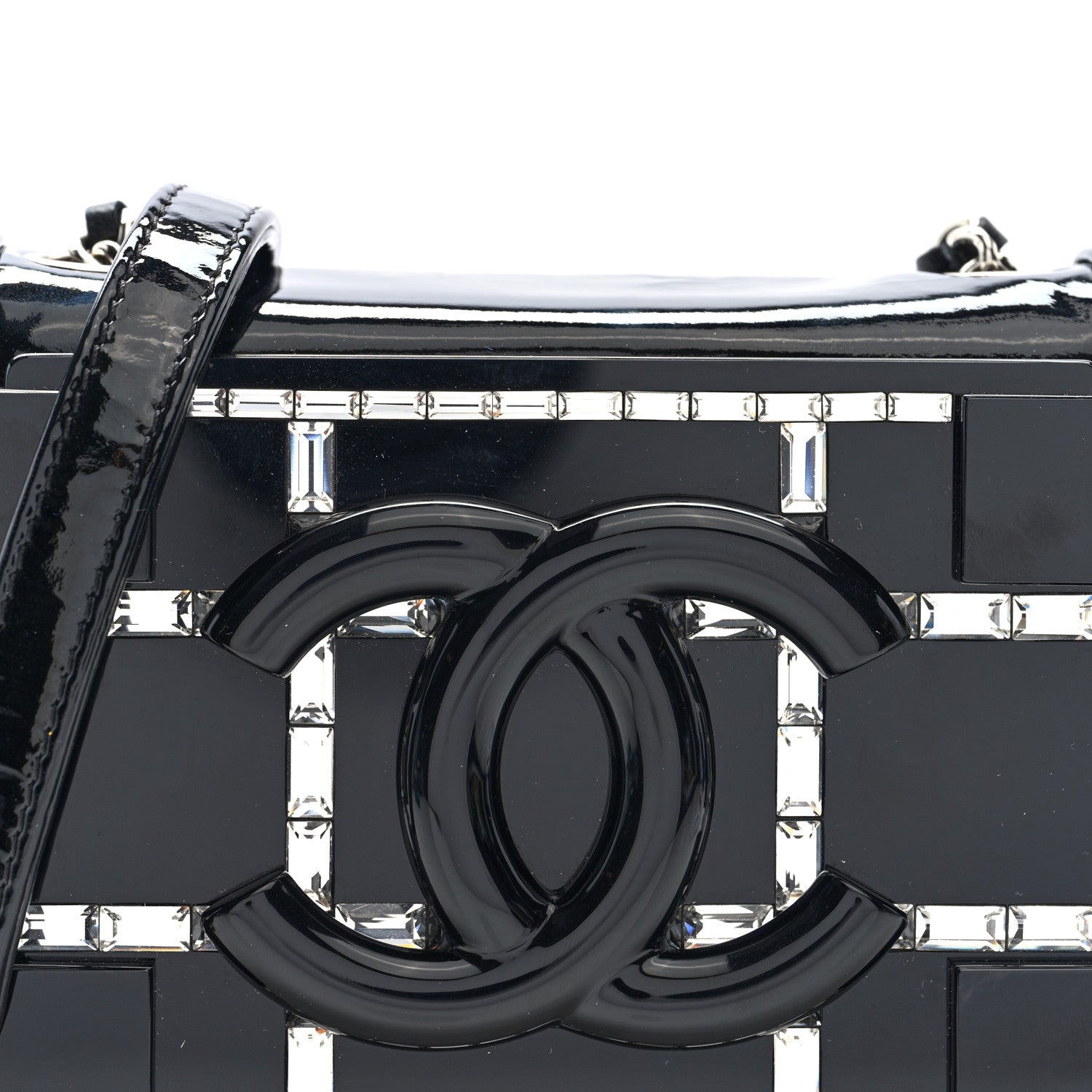 Chanel Plexiglass Patent Baguette Crystal Mini Boy Brick Flap Black