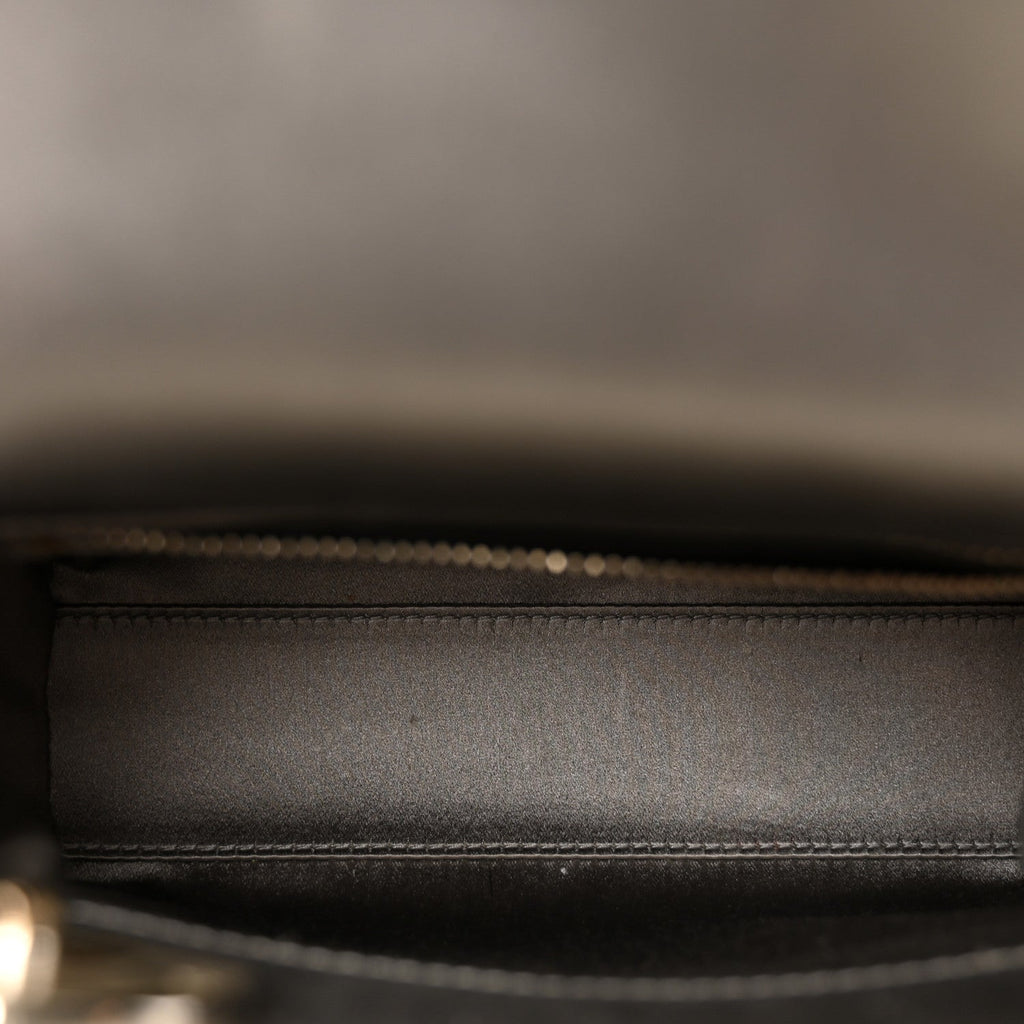 Christian Dior Satin Crystal Cannage Mini Lady Dior Gray