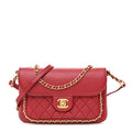 Chanel Lambskin Quilted CC Unchained Crossbody Red